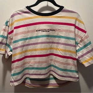 PENSHOPPE Crop Top Large Shirt Striped Rainbow World Full Of Choices I Choose Me